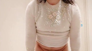 Masturbation with Feminine Pink knit wear style