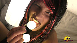 Milking Huge Strapon and Hand Job