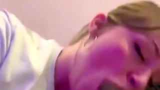 Curvy brunette enjoys passionate homemade interracial blowjob