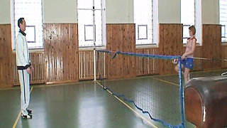 Mature Coach Fingers and Licks Skinny Babe's Dripping Pussy in Gym