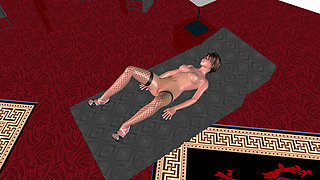 Animated 3D Cartoon Porn - Beautiful Girl Masturbating with Banana & Anal Plug on Bed Multiple Orgasms