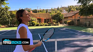 Fit Step Mother Drains Her Stepson's Tennis Balls