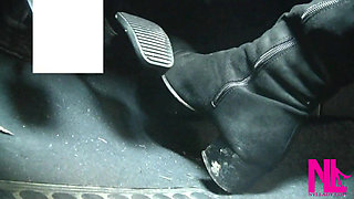 Driving Fast in Black Suede Knee High Boots