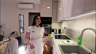 Big tits big ass all natural beautiful college girl in a see through white dress flashes her long legs and panties