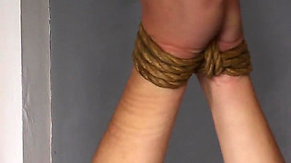One-leg Stand Ordeal: Arms Overhead, Wand on Leg Wrecks Orgasms as Slave Mila Struggles to Balance!