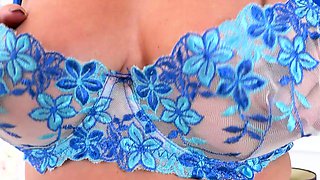The blue lingerie suits mature Montse Swinger so well
