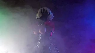 Sexy Milf With Hot Natural Boobs Wearing Latex Hallooween Costume Teasing