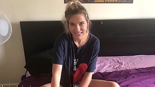 Stepsister Caught in Steamy Office POV Masturbation Fantasy