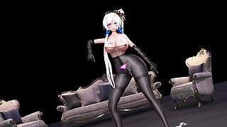 Brilliant - Marionette Black Silk Pantyhose Elegant Double Ponytail Anal Plug Nipple Chain Pussy Thrusting