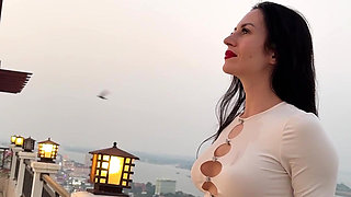 Outdoor Pussy Flashing, Pee in the Glass, Spit, Ahegao, Fake Cum on My Tits & Body