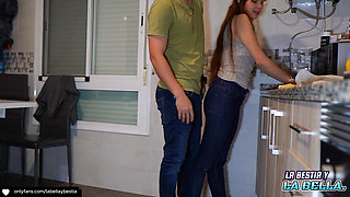 My Stepsister's Boyfriend Fucks Me with His Hard Cock in the Kitchen Cums on My Feet