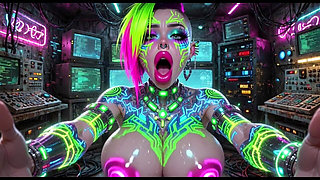 Cyberpunk Style Women Bouncing Boobs, Ai Animation