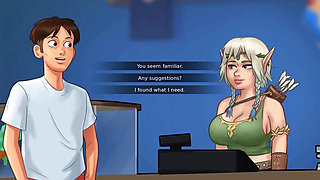 Summertime saga: stepsister jerks her step brother's dick on cam show ep 98