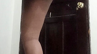 My aunty naked, changing clothes in her room.