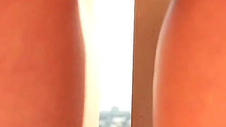 Sexy MILF in Stockings Was Fucked on a Transparent Balcony