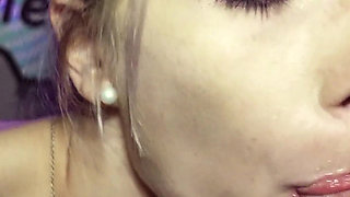 Fit German Girlfriend Give Sloppy POV Blowjob with Much Saliva and Get CIM