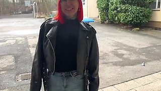 Redhead MILF mom gets throat fucked by principal in public