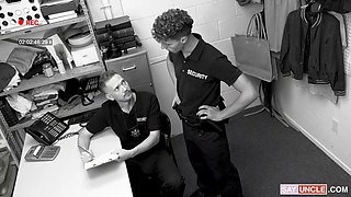 The hung security is examining the fit teen