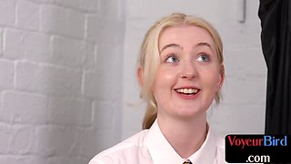 Bigass voyeur in skirt teasing wanker