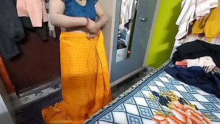 New young girl wearing a saree.