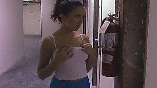 Hot Brunette Babe Gets Fucked Hard in the Basement