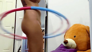 Naked Fitness Queen Spins Hula Hoop and Flashes Her Juicy Ass Cheeks