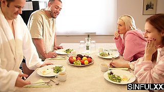 Four Old Friends Reunite – Turns into Wild Group Fuck at Country House