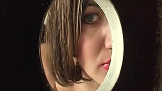 Brunette Babe Deepthroats Throbbing Cock in Gloryhole Bathroom Frenzy