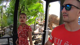 Asian babe sucks big dick in HD POV - watch those juicy tits and that tight shaved Thai twat