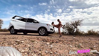 Risky Public Sex in the Desert with a Busty Blonde Amateur