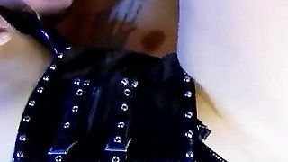 First porn shoot for MILF Halana - Sex in a latex outfit in a ruin