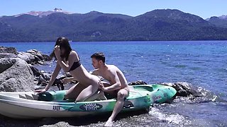 John Sky And Brunette Teen Busted Fucking Hard On Public Beach With Explosive Outdoor Cumshot Blast