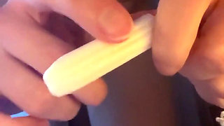 Tampon Insertion Close up - Russian Girl Stuffs Her Pussy with Dirty Talk