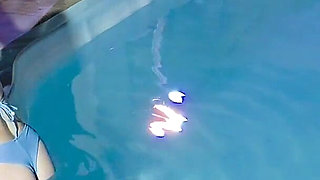 Caught in the Act! Two Brunettes Caught Masturbating in the Condo's Pool