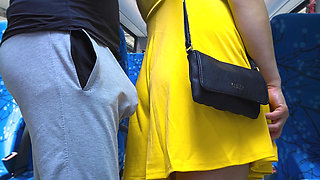 Stranger Touch her Butt without permission with his erection and CUMS Hard Inside Bus Vehicle by Girl's Hand