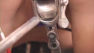 Huge cunt skinny minny tart tied n nailed on exam table whack doctor