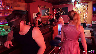 German Girl Get Fucked and Bukkake by Stranger Guys at Public Swinger Club
