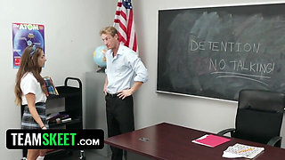 Long haired babe Cassidy Klein gets rammed doggystyle in the classroom