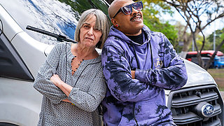 Mature Ass Stretched by a BBC in Driving Van