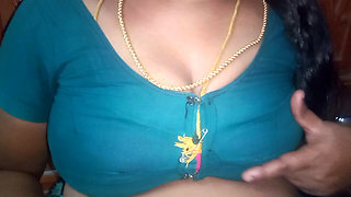 Tamil Aunty Squeezing Her Breasts When She Is Alone and Unable to Control Her Emotions