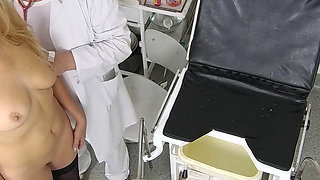 Recording of rectal temperature measurement of naked female