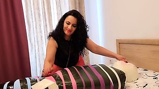 Mistress Luna - Milking Mummified Slave, Feet Smothering