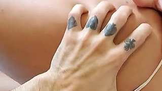 Naughty Wife Moaning with a Big Cock Without a Condom in Her Pussy and Lets Cum Inside