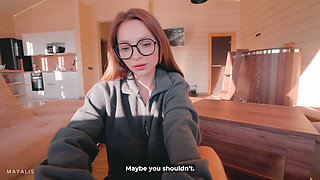 Hot Stranger Knocks - She Lets Him in to Warm up!