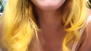 Blonde tight pussy babe solo toy fun in glamour masturbation