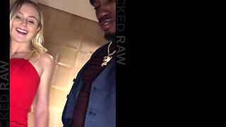 Naughty pale babe devours a huge cock with her pale vagina