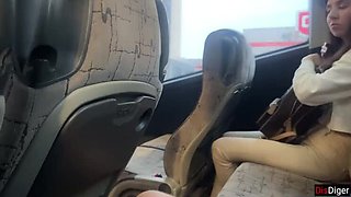 Risky Bus Handjob - Dick Flashing & Cumshot in Public with DisDiger