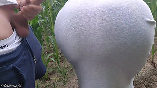 Cheating Outdoor With A Stranger Girl In The Cornfield And Cumming On Her Big Ass