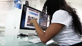 Sexy Ebony Secretary Receives BWC Cream