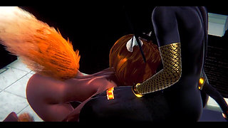 Furry Hentai - Anubis the Dogboy with a Foxygirl in a Toilet - Japanese Asian Manga Anime Film Game Porn